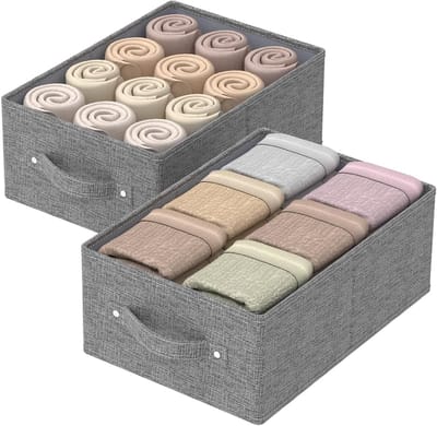 Opvouwbare Opbergdozen voor Huis en Kantoor - Set van 2 Stuks, 33 x 23 x 14 cm, Grijs