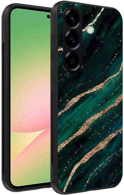 Smartphonica Telefoonhoesje Geschikt voor Samsung Galaxy A56 met marmer opdruk - TPU backcover case marble design - Groen Goud geschikt voor Samsung Galaxy A56