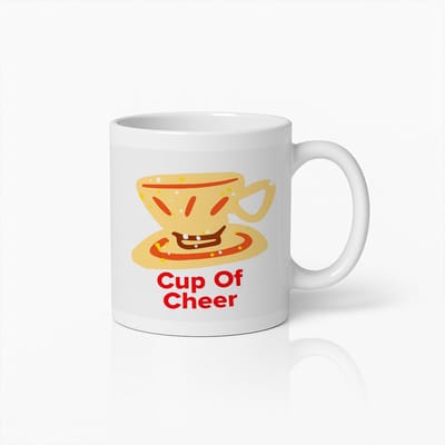 Cup of Cheer Mok – Vrolijk en Kleurrijk Ontwerp, Perfect Cadeau voor Koffieliefhebbers en Feestelijke Gezelligheid