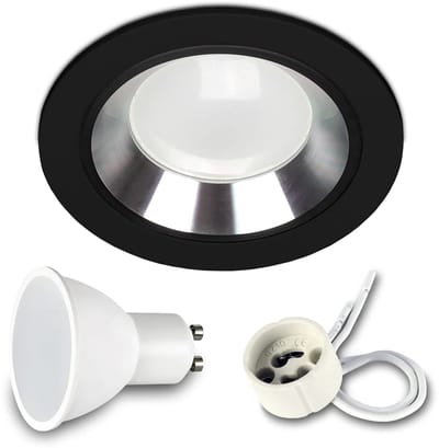 Kwazar Luminaire inbouwspot SET 1x GU10 inbouwlamp 7W neutraal wit plafondspot IP20 inbouwspot keuken woonkamer FOY zwart met ring BK/SL