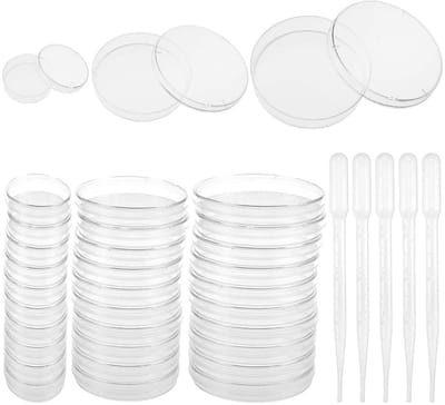 Set van 30 Steriele Petri Schalen met Deksel - Ideaal voor Laboratorium, Biologie en Microbiologie Experimenten met 5 Plastic Pipetten