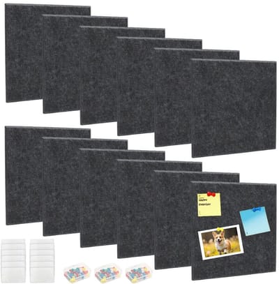 Dailygoods- Kurk-Prikbord 120 x 90 cm - Viltbord/Prikbord - 12 Viltpanelen - 80 Priknaalden - 60 Plaktabs - Duurzaam en Milieuvriendelijk