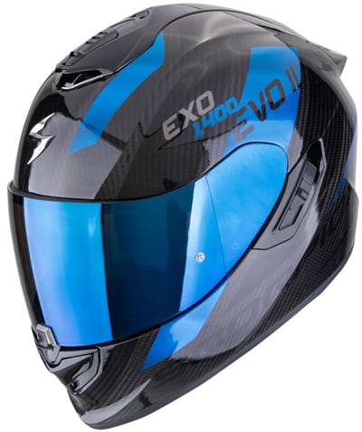 Scorpion EXO-1400 Evo II Carbon Air Platted Zwart Blauw Integraalhelm - Helm