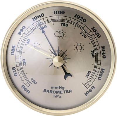 Wand Barometer - Weerstation Klok - Weersvoorspelling Thuis - Metalen Frame - 9cm Diameter - Zilverkleurig