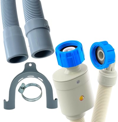 Fixem Aansluitset 2.5 Meter Toevoerslang met Waterslot en Afvoerslang 19x22 mm Geschikt voor Alle Merken Wasmachine en Vaatwasser met 3/4 Draai Aansluiting
