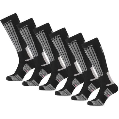 Poederbaas Skisokken Zwart - 6 paar Skikousen - Unisex - Maat 35/38