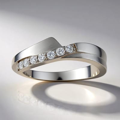 Cavill - Ringen Zilveren ring met 7 Cambodjaanse pavé zirkonen 0,233 ct - 925 Sterling zilver geplatineerd - Modern elegant rond design