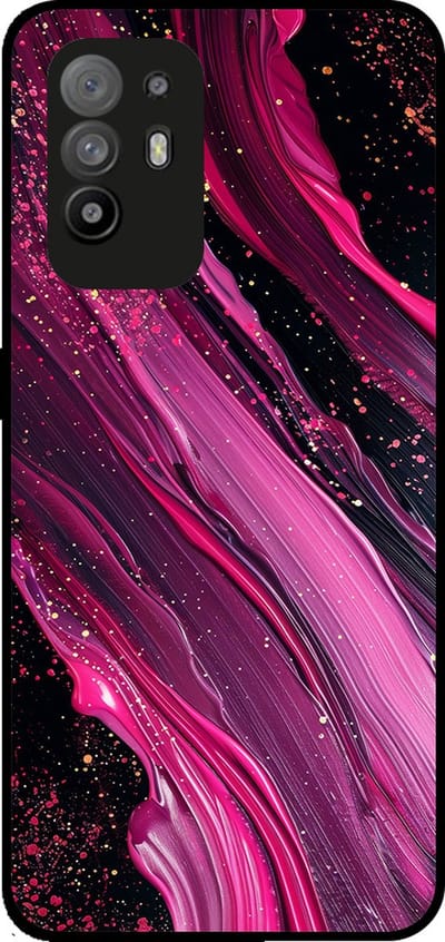Smartphonica Telefoonhoesje Geschikt voor Oppo Reno5 Z met marmer opdruk - TPU backcover case marble design - Paars Roze geschikt voor Oppo Reno5 Z