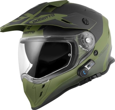 Bogotto H331 BT Tour EVO Zwart Groen Bluetooth Enduro Helm - Helm