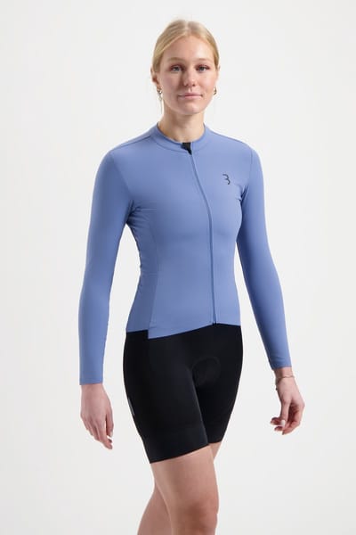 BBB Cycling Fietsshirt Dames Lange Mouw Donna Essence - 10 tot 20 °C - Lichtgewicht & Sneldrogend - Performance Wielershirt - IJs Blauw - XL - BBW-421