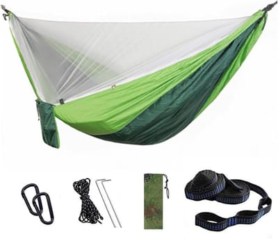 Hangmat Kamperen - Nylon Hangmat - Buiten Ontspannen - Met Insectennet - 300 cm - Groen