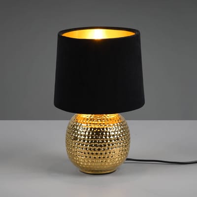 REALITY SOPHIA - Tafellamp - Goud - excl. 1x E14 40W - Snoerschakelaar - Zwarte kap