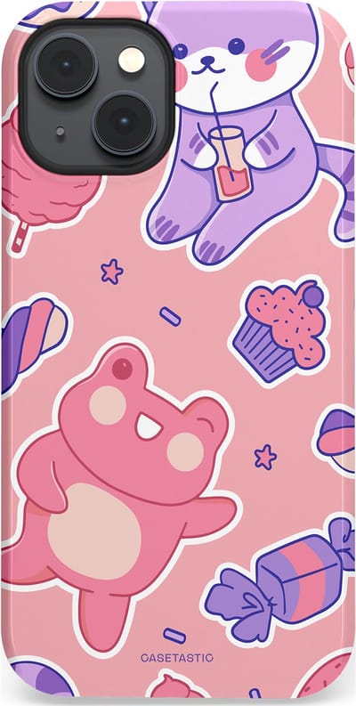 Casetastic hoesje geschikt voor Apple iPhone 14 Plus - MagSafe - Dubbellaagse bescherming - Snoepvriendjes - Fashion Case - Lichtroze Lavendel Koraal
