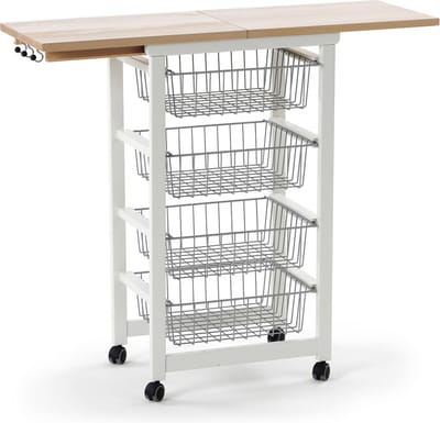 Keukentrolley GASTONCINO 4 uitneembare manden uitklapbaar blad