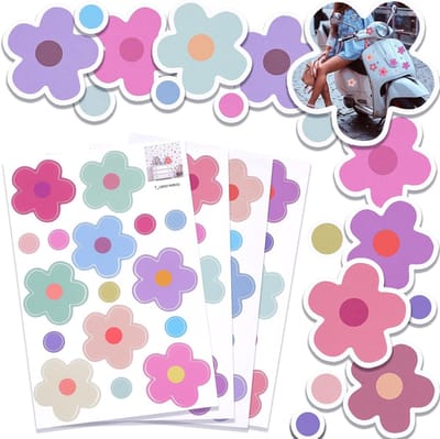 Vellen Bloemenstickers voor Fietsen en Auto's - Set van 4 Stuks met Bloemenmotief - Geschikt voor Verschillende Oppervlakken