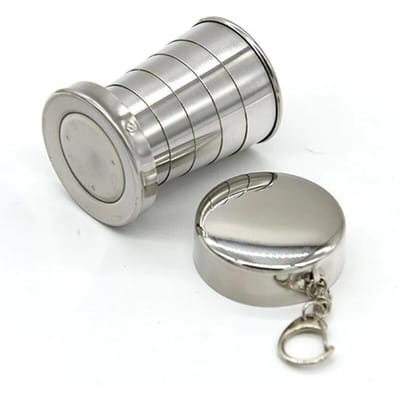 Tasses télescopiques portables en acier inoxydable pour camping en plein air, tasses pliantes, tasses à boissons. gray
