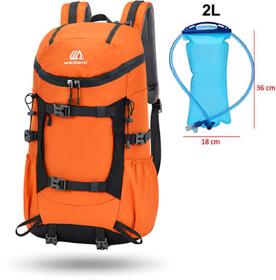 CarryQuest® - 30L Hydratatierugzak - Duurzame Nylon Hiking Backpack met Watercompartiment, Drinksysteem, Rugventilatie, Compressieband & Front-/Toploader - 49x28x19 cm - Oranje