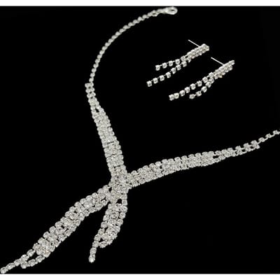 Nouvel ensemble deux pièces collier et boucles d'oreilles de tempérament diamant flash pour mariée, bijoux de banquet de mariage, robe de mariée, accessoires de mariage blanc