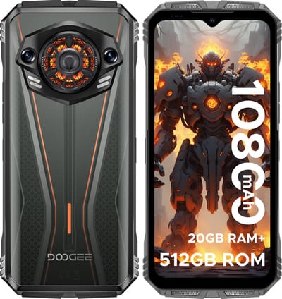 DOOGEE S Punk Pro - Outdoor Smartphone - 20GB RAM +512GB ROM / 2 TB TF- 10800 mAh & 33W - 128dB Lautsprecher- 6.6'' FHD+ 90Hz -LED Lichteffekt -Face ID - Vingerafdruk - Handschoenmodus - NFC- GPS-Oranje