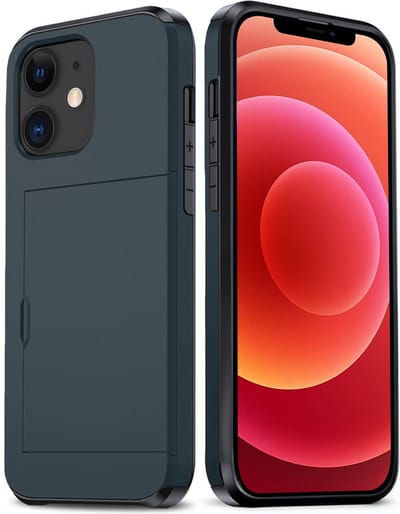 Hoes Geschikt voor iPhone 11 Hoesje Hard Case Met Pas Houder - Hoesje Geschikt voor iPhone 11 Hoes Shockproof Hard Cover Met Kaarthouder - Donkerblauw