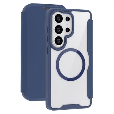 imoshion Hoesje - Geschikt voor Samsung Galaxy S26 Ultra - Transparante Bookcase met Magnetische Ring - Blauw