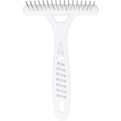 Râteau double rangée pour animaux de compagnie, peigne démêlant pour chien, râteau pour sous-poil, outil de toilettage pour animaux de compagnie, enlèvement de poils white