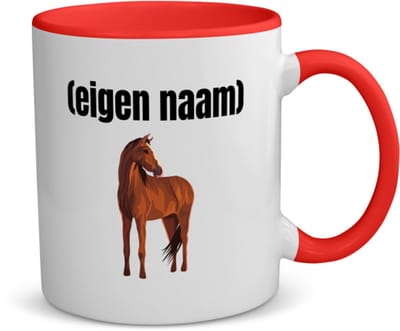 Akyol - paard koffiemok - theemok - rood - Paarden - paardenliefhebebrs - met eigen naam - paarden spullen - gepersonaliseerd - - 350 ML inhoud