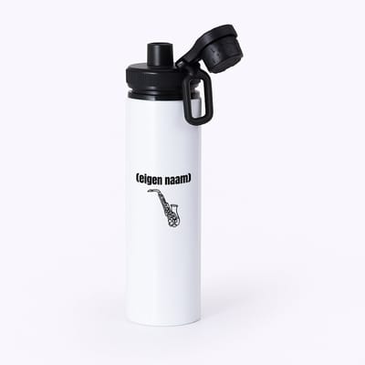 Hacebo® - saxofoon met eigen naam waterfles met draaidop zwart - Saxofoon - muziek liefhebbers - iemand die houdt van saxofoons - verjaardag - cadeau - kado - water fles - 850ML