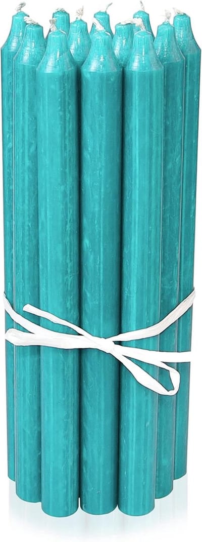 Turquoise Staafkaarsen 12-Pack – 29cm Hoog, Decoratieve Kaarsen voor Elke Gelegenheid