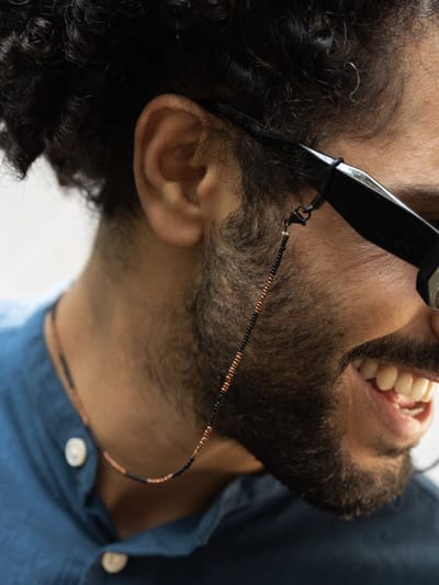 Brillenkoord heren - Stijlvol Bruin-Zwart Gestreept Brillenkoord voor Mannen | SUNNY CORDS
