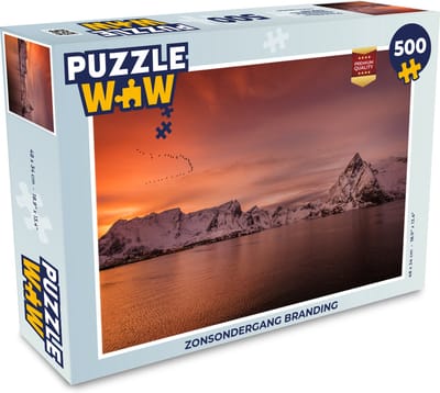 Puzzel Zonsondergang branding - Legpuzzel - Puzzel 500 stukjes