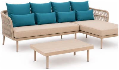 Anna Collection Bank/tuin kussens set - binnen/buiten - 8x stuks -petrol blauw - In 2 formaten laag/hoog