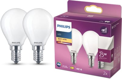 Philips LED spot Classic Mini-ball 2.2W/827 (25W) Frosted 2-pack E14