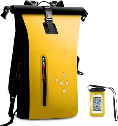 Famanu – Waterdichte rugzak - dry bag - 25 l - heavy duty rolsluiting bovenaan - reisrugzak met waterdichte telefoonhoes voor kanoën - kajakken - raften - skiën - vissen - camping en strand