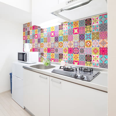 Zelfklevende tegelmuurstickers voor keuken en badkamer - 60 Azulejos Amarilis tegelstickers - 60 stickers 20x20cm