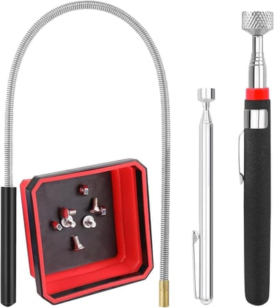 Uitschuifbare Magnetische Pickup Gereedschapsset met Magnetisch Onderdelenbakje - Telescopische Magneetstokken en Flexibele Magneetgrijper