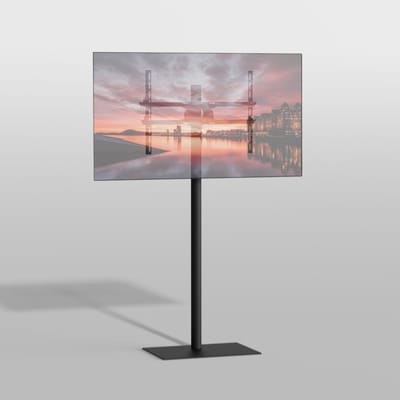 TV vloerstatief SQUARE 150 Design Tv standaard Trendy Zwart Staal 32-65” - VESA 600x400
