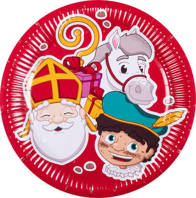 Boland - Set 10 papieren bordjes Sinterklaas (XL) - Geen thema - Sint & Piet - Pakjesavond - Wegwerpservies