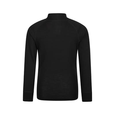 Mountain Warehouse Kinder/Kids Merino Blend Half Rits Base Layer Top (Zwart)