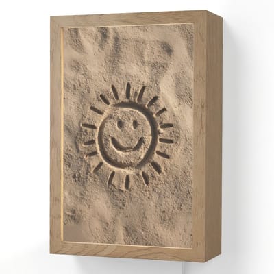 Wandlamp 20x30 cm - Oplaadbaar - Gezichtje - Zon - Zand - Getekend - Wandlampen binnen woonkamer - Slaapkamer lamp met kabel - Decoratieve nachtlamp - Vloerlamp snoer