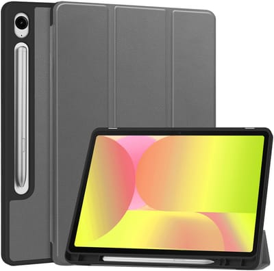 Hoes - Geschikt voor Samsung Galaxy Tab S10 Lite - Dun & Stevig - Trifold Bookcase - Hard Cover Case - Met Uitsparing Geschikt voor S Pen - Hardcover Book - Tablet Hoesje - Grijs