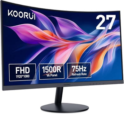 27 Inch FHD Gebogen Computermonitor - 1800R Kromming, 60Hz, Oogverzorging, HDMI & VGA