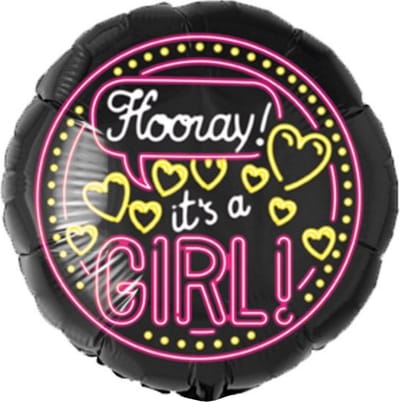 Folieballon - It's a girl - Neon 46cm - Zonder vulling