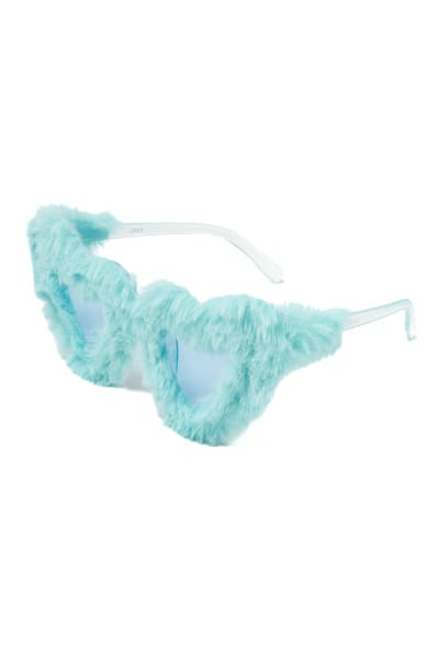 KIMU® Hartjes Bont Zonnebril - Blauw Montuur Kunststof - Blauwe Glazen - Koekiemonster Papegaai Ara Sully Gonzo Stitch Zonnebril Dons Zacht Festival