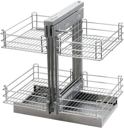 Blinde hoekkast, 2-laags mandopslag, kastkeukenorganizer, uittrekbare ladekeuken in hoekkast, compatibel met opening links en rechts 900