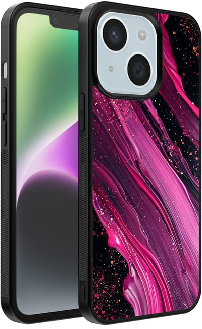 Smartphonica Telefoonhoesje geschikt voor iPhone 14 met marmer opdruk - TPU backcover case marble design - Paars Roze geschikt voor iPhone 14