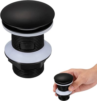 Afvoerventiel Zonder Overloop - Wastafel Kraan - Badkamer Vernieuwen - Klikklikfunctie - 1 1/4 Inch - Mat Zwart