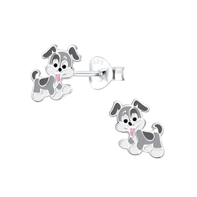 WeLoveSilver - zilveren oorstekers kind - vrolijk hondje ontwerp