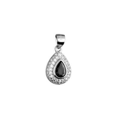 Zilver Traan Hanger met zwart Zirconia - Teardrop Pendant- Echte Zilver - Zilver 925 - Amona Jewelry