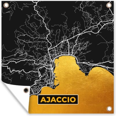 Tuin poster Stadskaart – Frankrijk – Kaart – Ajaccio – Plattegrond - 200x200 cm - Tuindoek